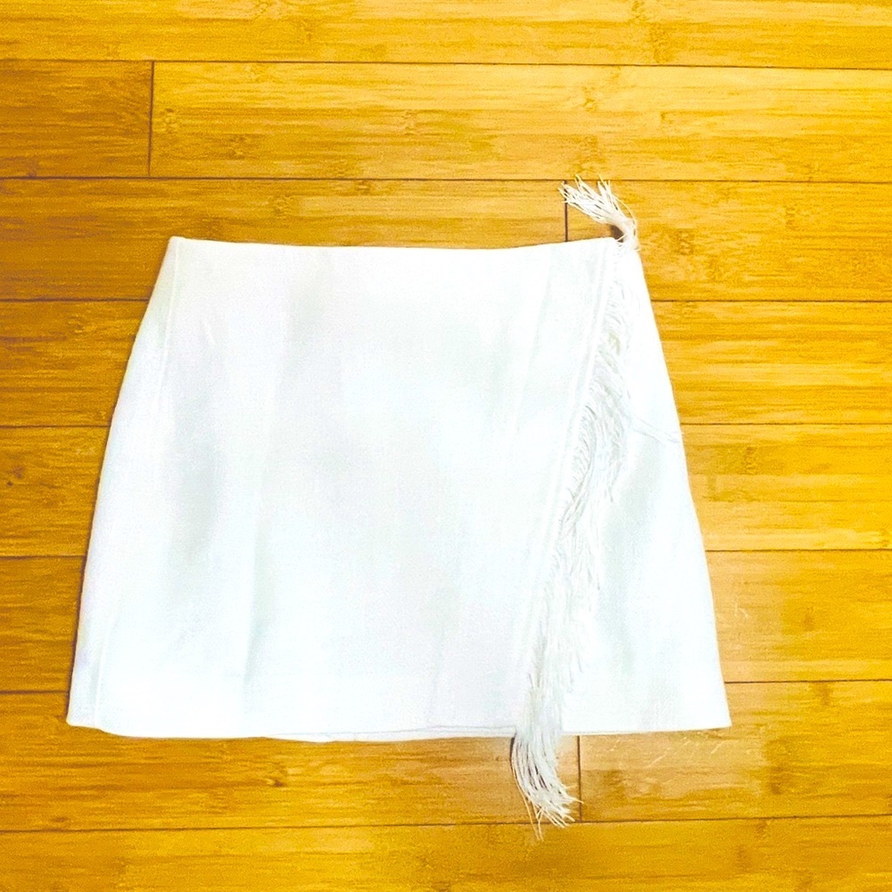 A.L.C. White Mini Wrap Skirt